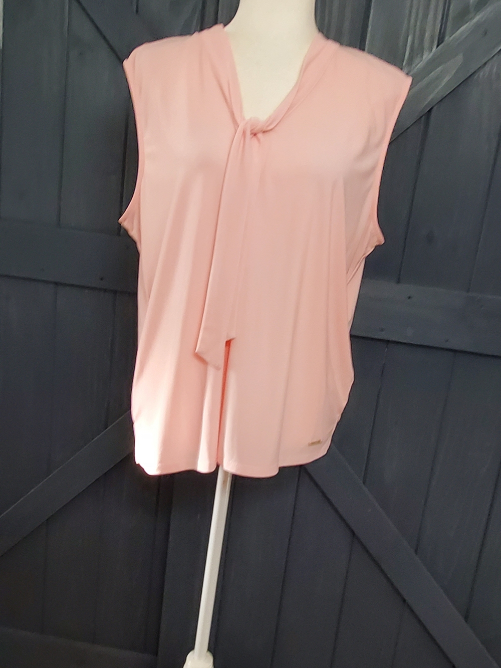 Anne Klein Pink Tie-Neck Sleeveless Blouse